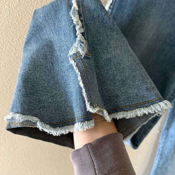 Mudd Yo! Vintage Y2K Mid Rise Raw Fringe Trim Stretch Flare Jeans Juniors 13 - Picture 7 of 10